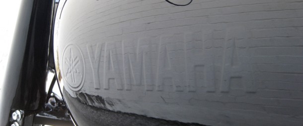 Yamaha logo clearcoated on black